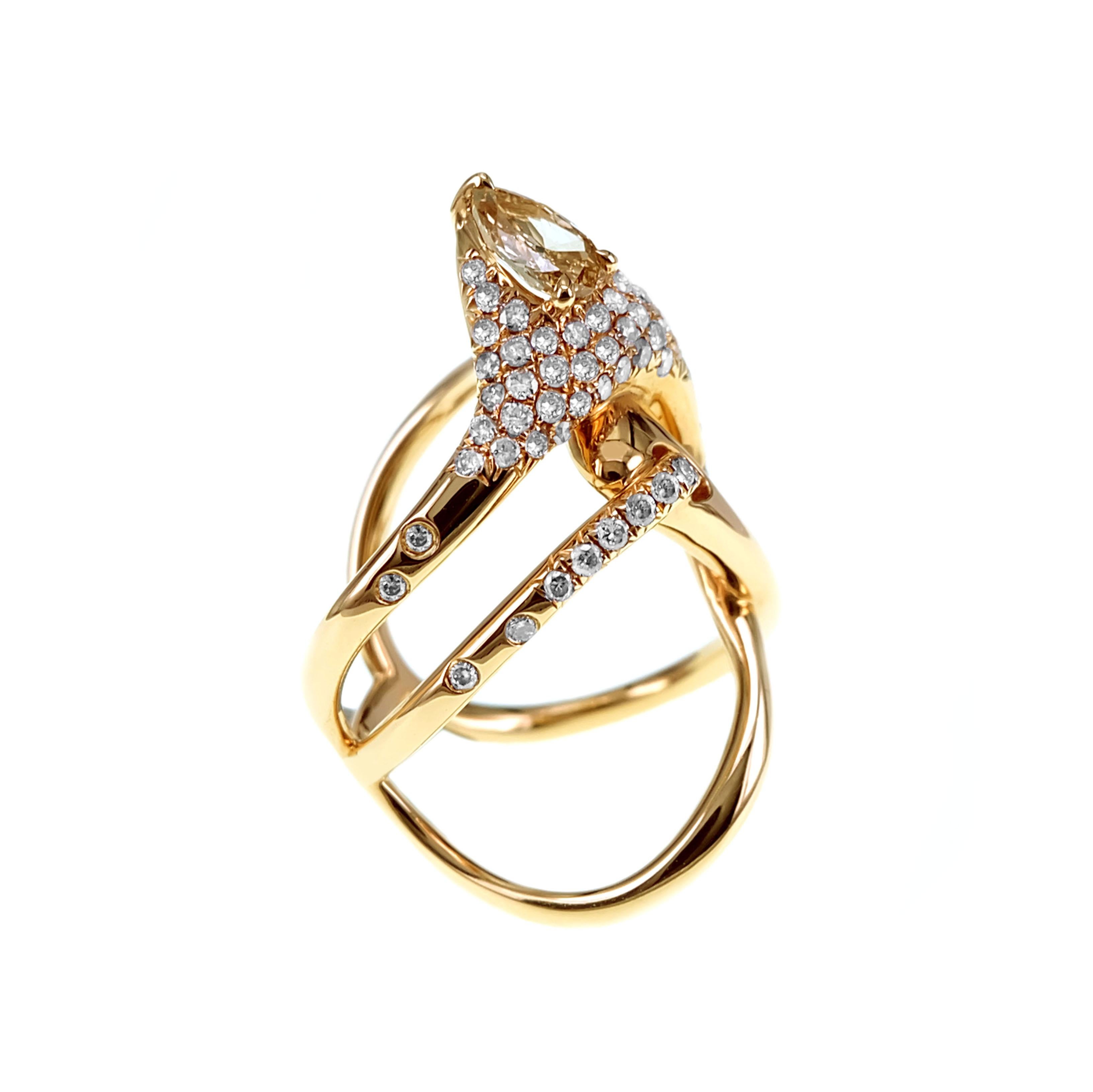 Art Nouveau 1.38 Carat Pink Diamond Queen Ring