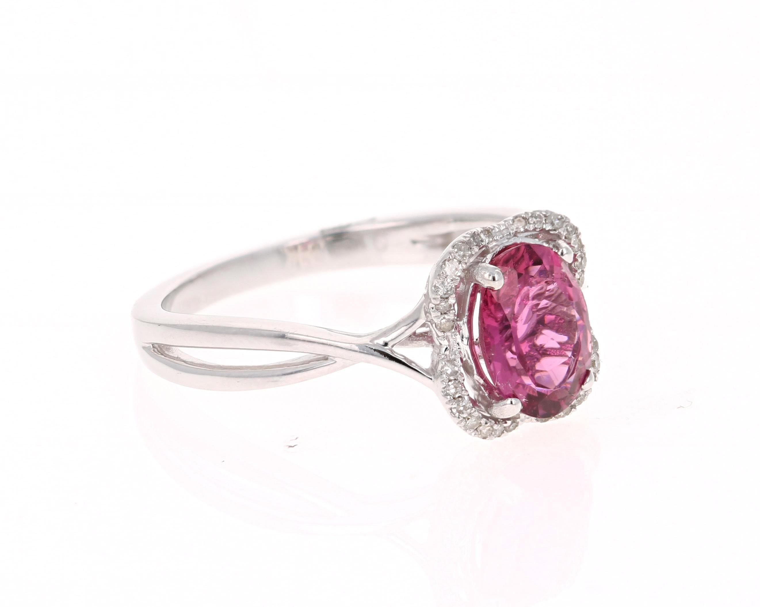 Beautiful Pink Tourmaline and Diamond Ring!

This ring has a gorgeous Oval Cut Pink Tourmaline that weighs 1.26 Carats. Floating around the tourmaline are 28 Round Cut Diamonds that weigh 0.12 Carats.

The total carat weight of the ring is 1.38