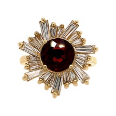 1.38 Carat Red Spinel and Diamond Sun Ring