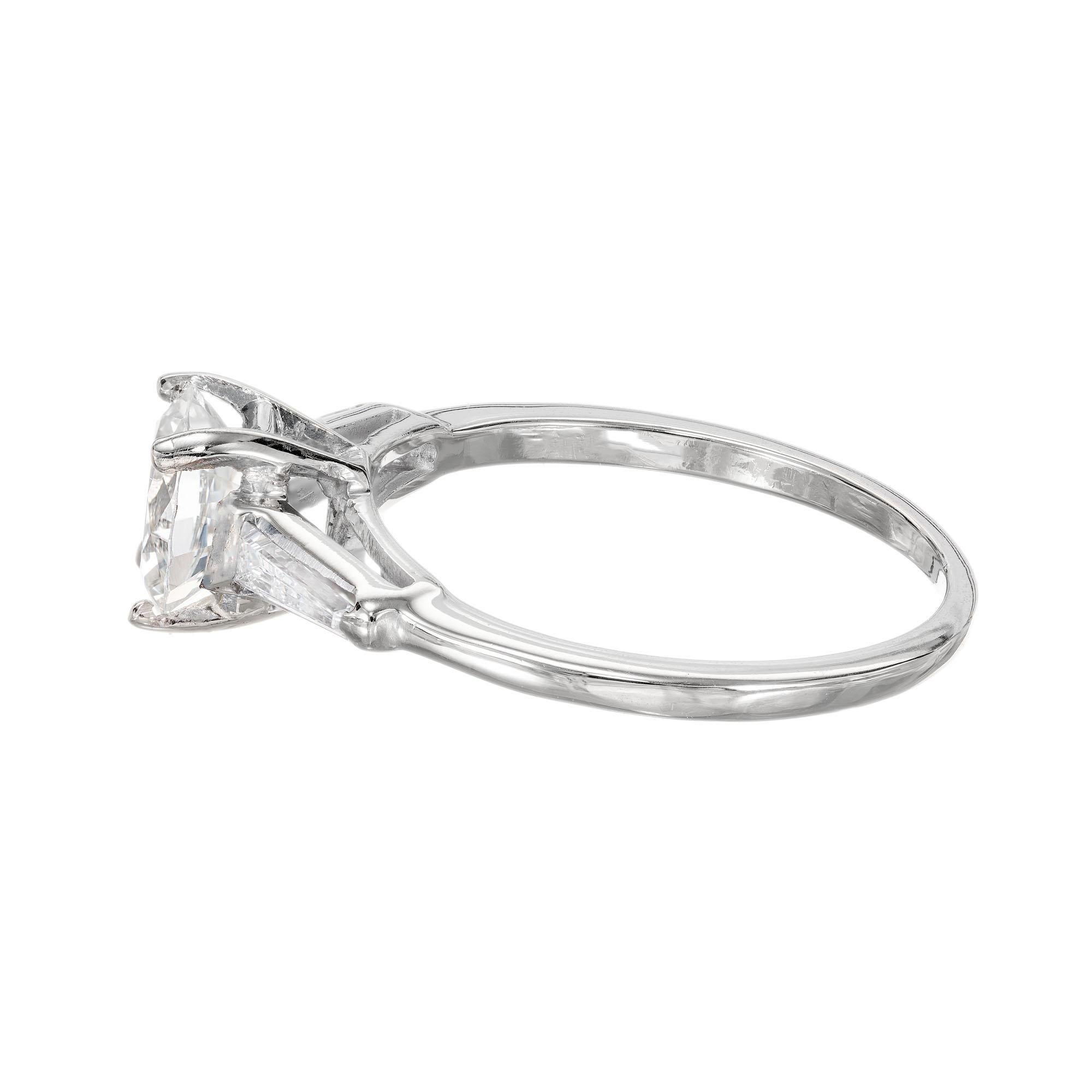 Round Cut 1.38 Carat Sapphire Diamond Three-Stone Gold Engagement Ring For Sale