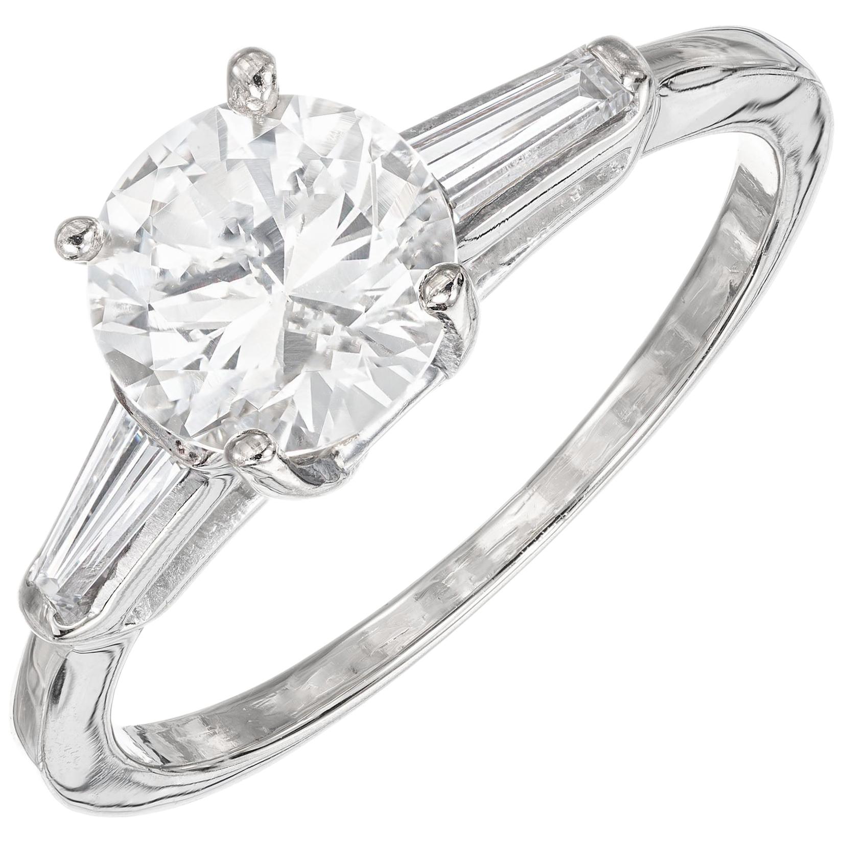 1.38 Carat Sapphire Diamond Three-Stone Gold Engagement Ring For Sale