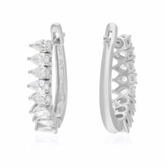 1,38 Karat SI Reinheit HI Farbe Birnen-Diamant-Creolen 14 Karat Weißgold