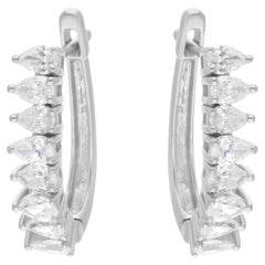 Créoles en or blanc 18 carats avec diamants poire de 1,38 carat de pureté SI de couleur hi-colore