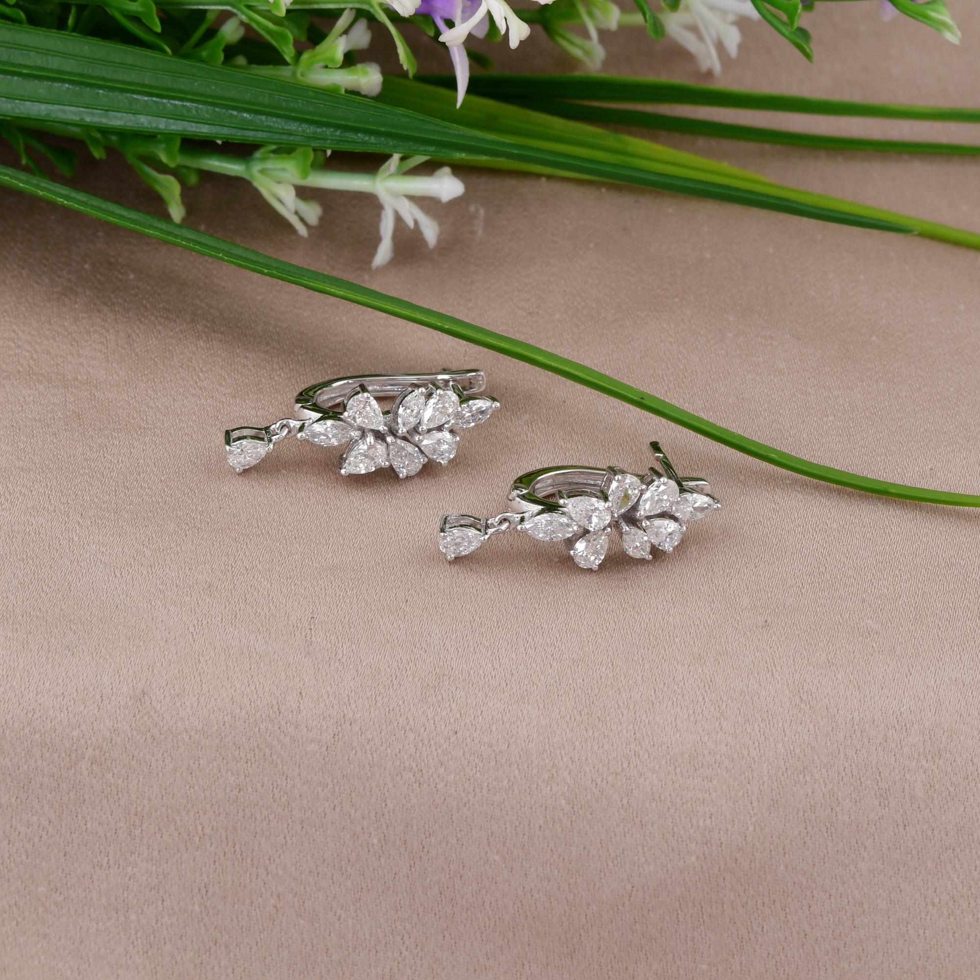 1,38 Karat SI/H Marquise Birnen Brillantschliff Diamant-Ohrringe 18 Karat Weißgold (Moderne) im Angebot