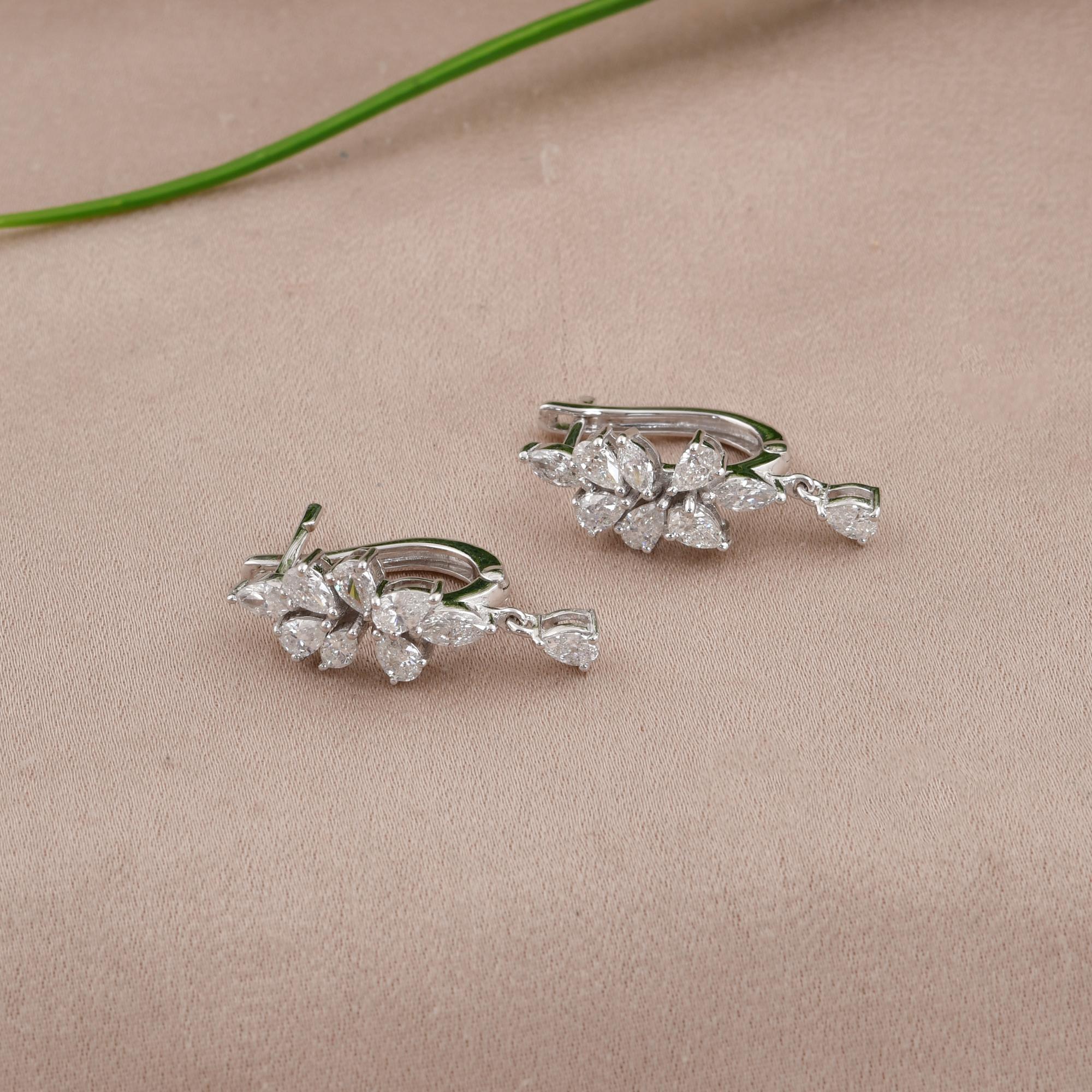 1,38 Karat SI/H Marquise Birnen Brillantschliff Diamant-Ohrringe 18 Karat Weißgold (Tropfenschliff) im Angebot
