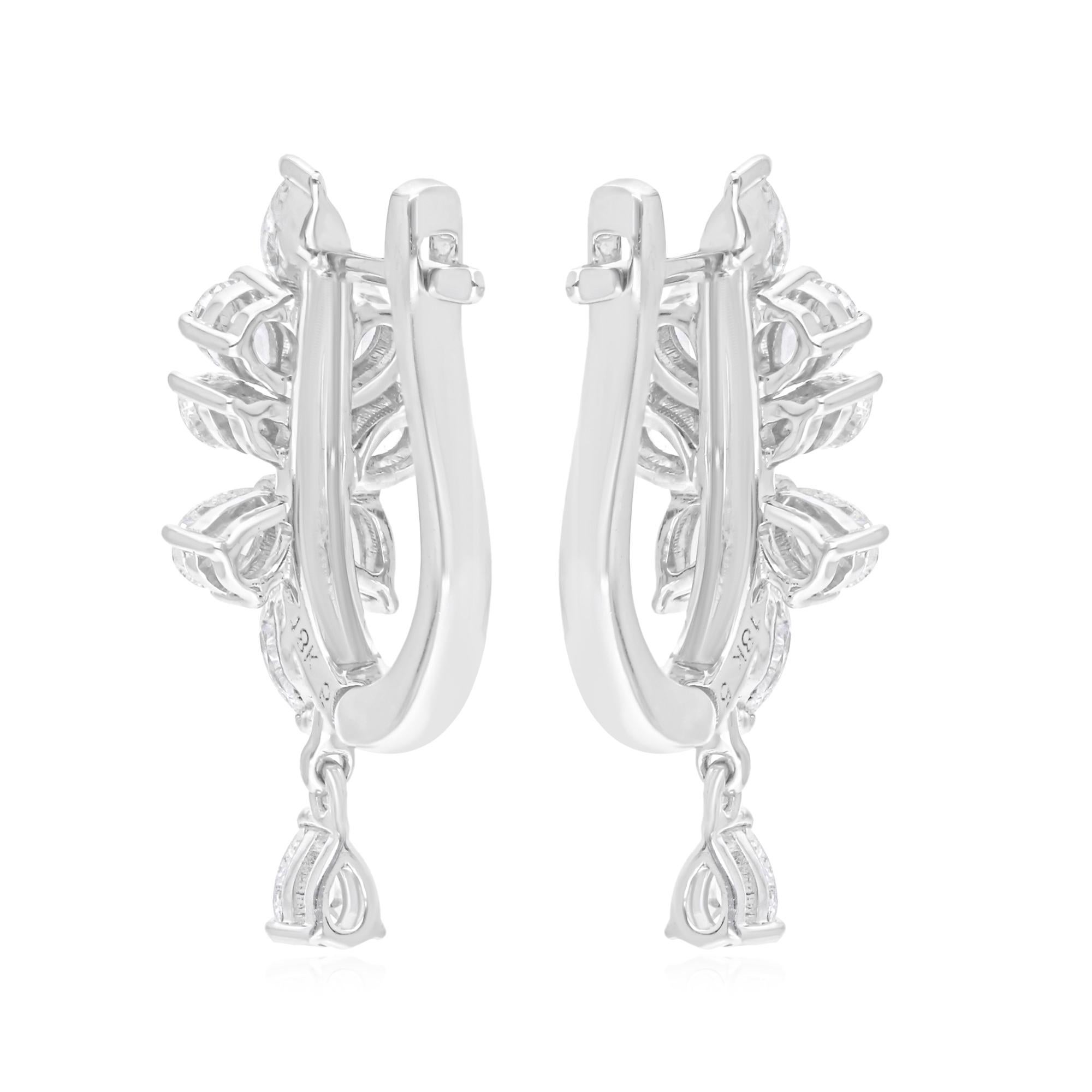1,38 Karat SI/H Marquise Birnen Brillantschliff Diamant-Ohrringe 18 Karat Weißgold im Angebot 1