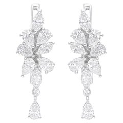 Boucles d'oreilles en or blanc 18 carats 1.38 Carat SI/H Marquise Pear Brilliant Cut Diamond