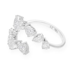 1.38 Carat SI/H Pear Brilliant Cut Diamond Wrap Cuff Ring 18 Karat White Gold