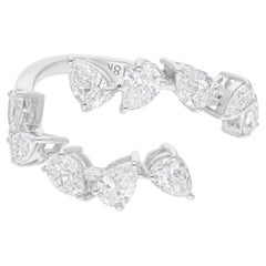 1.38 Carat SI/H Pear Brilliant Cut Diamond Wrap Cuff Ring 18 Karat White Gold