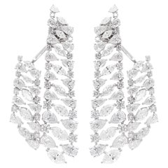 13.8 Carat SI/HI Marquise Pear Round Diamond Jacket Earrings 18 Karat White Gold