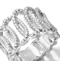 1.38 Carat Cubic Zirconia Sterling Silver Lustre Designer Eternity Band Ring