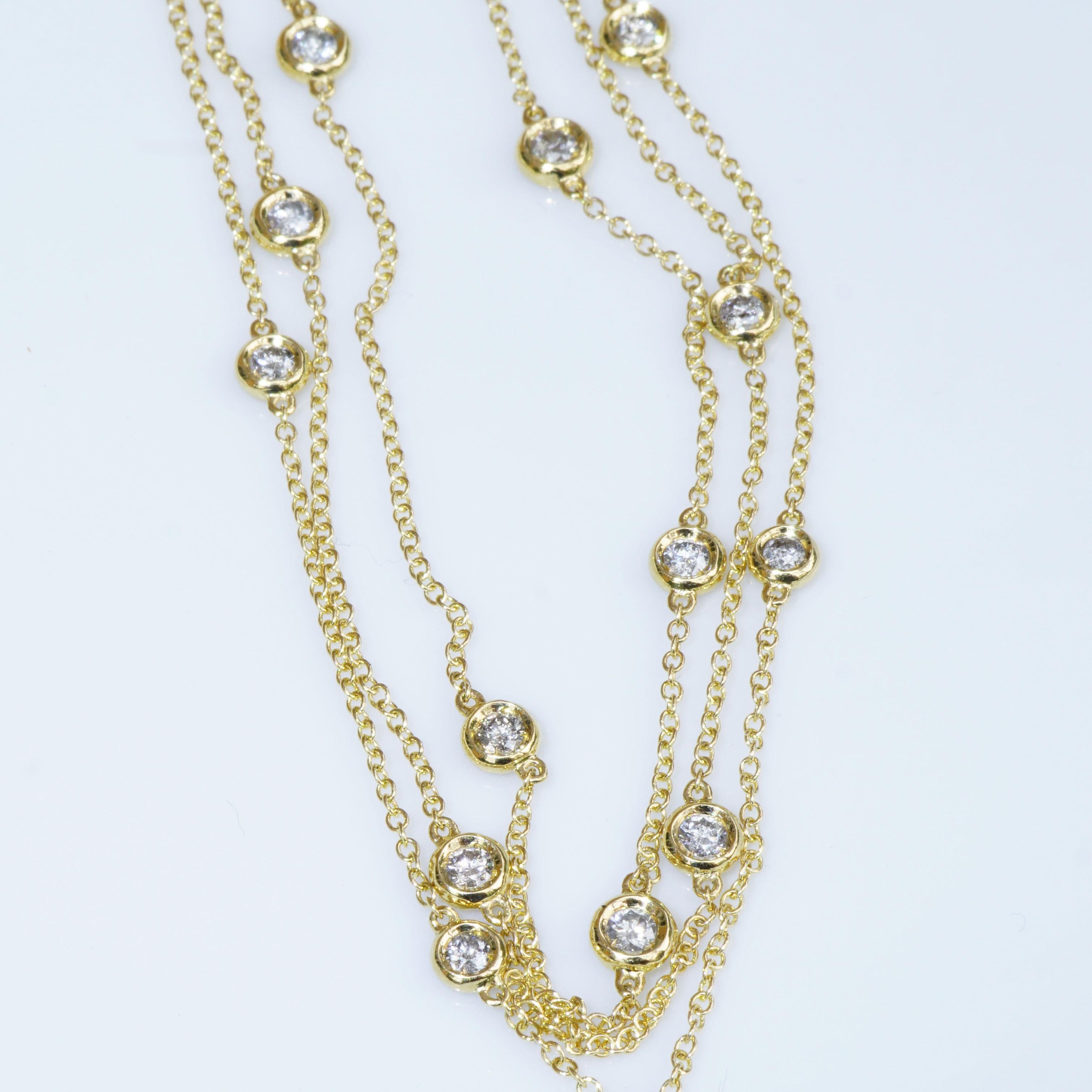 Moderne 1.38 Carat Three-Row Chain 21 Fullcut Diamonds Amazing Decorative Italian Style en vente