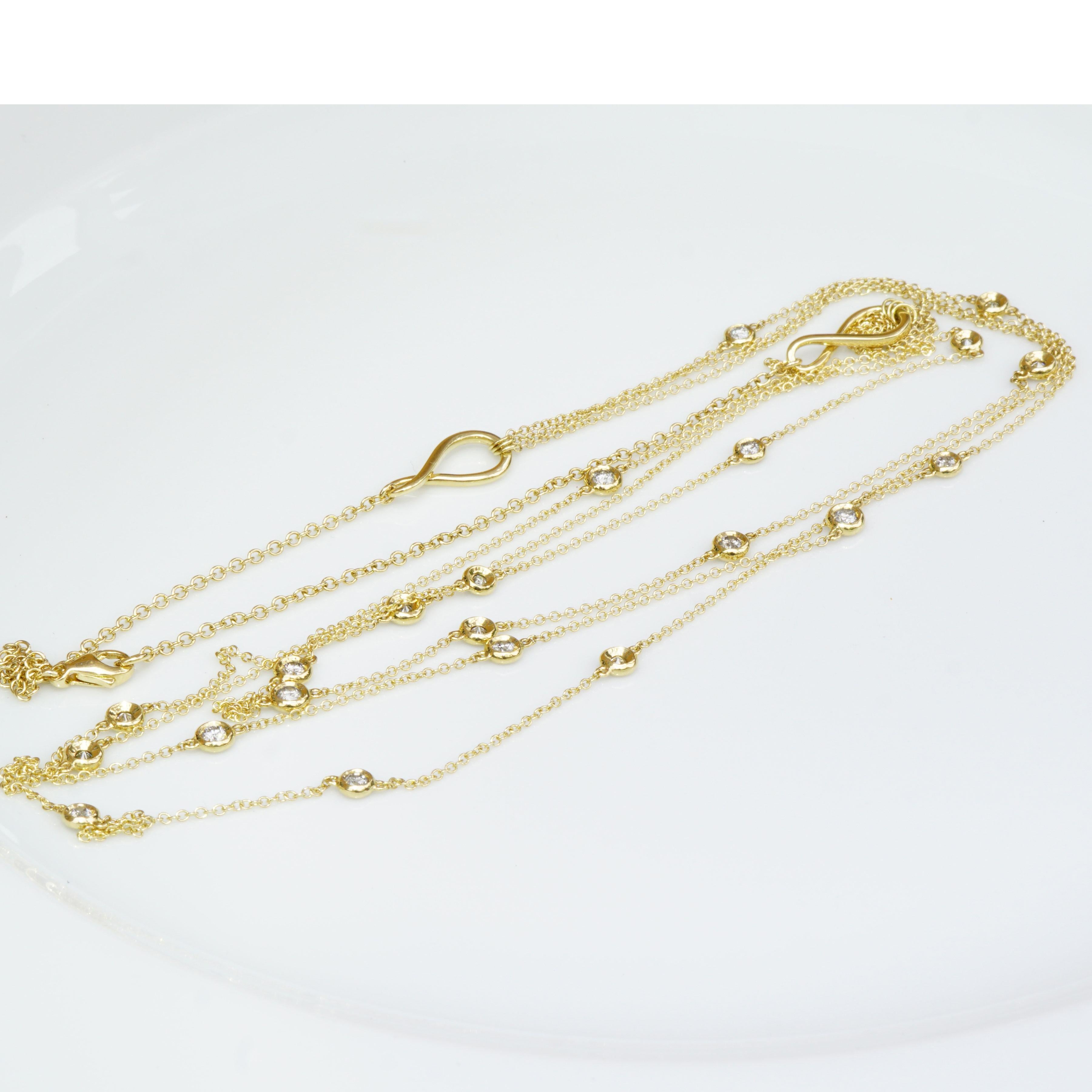 Taille brillant 1.38 Carat Three-Row Chain 21 Fullcut Diamonds Amazing Decorative Italian Style en vente