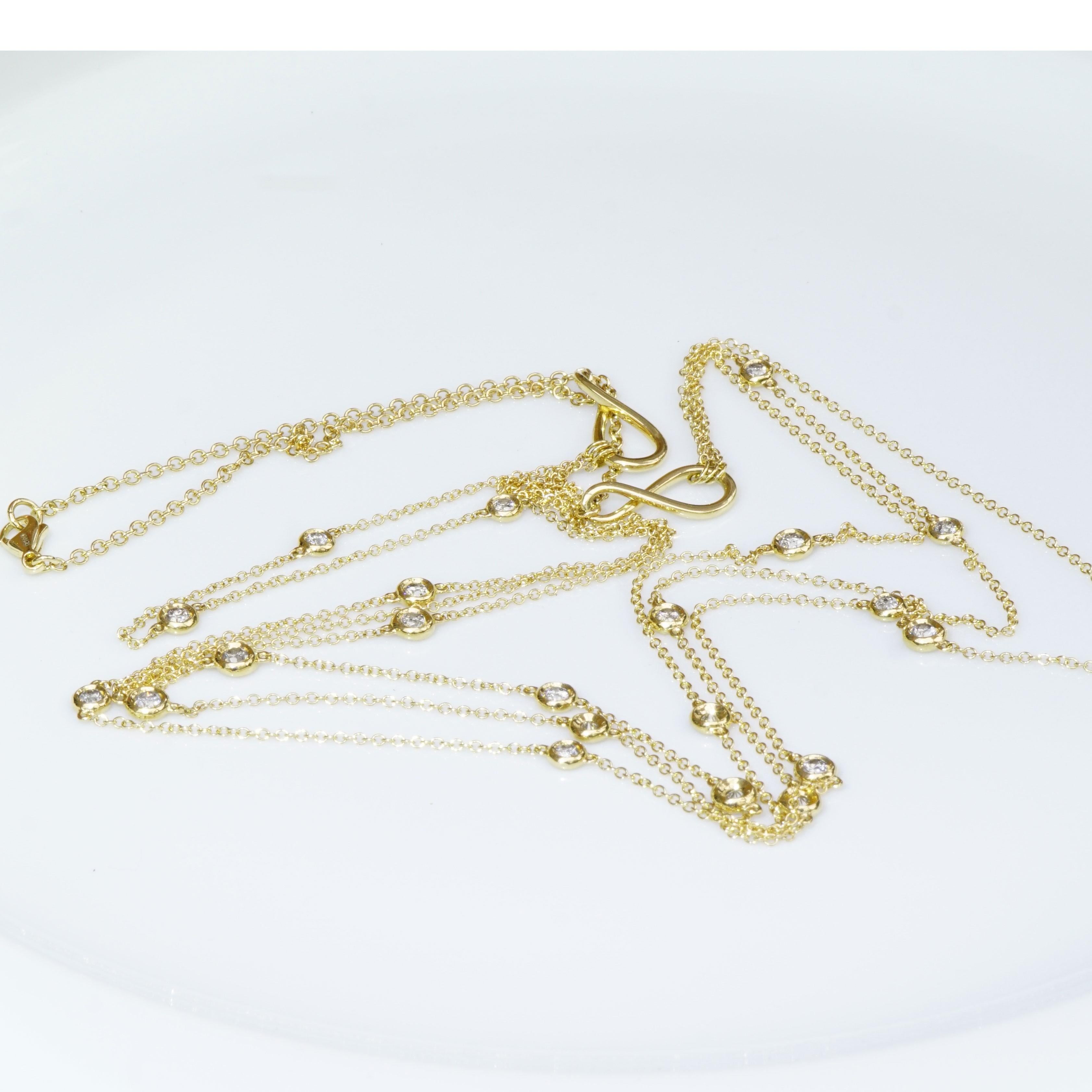1.38 Carat Three-Row Chain 21 Fullcut Diamonds Amazing Decorative Italian Style Neuf - En vente à Viena, Viena