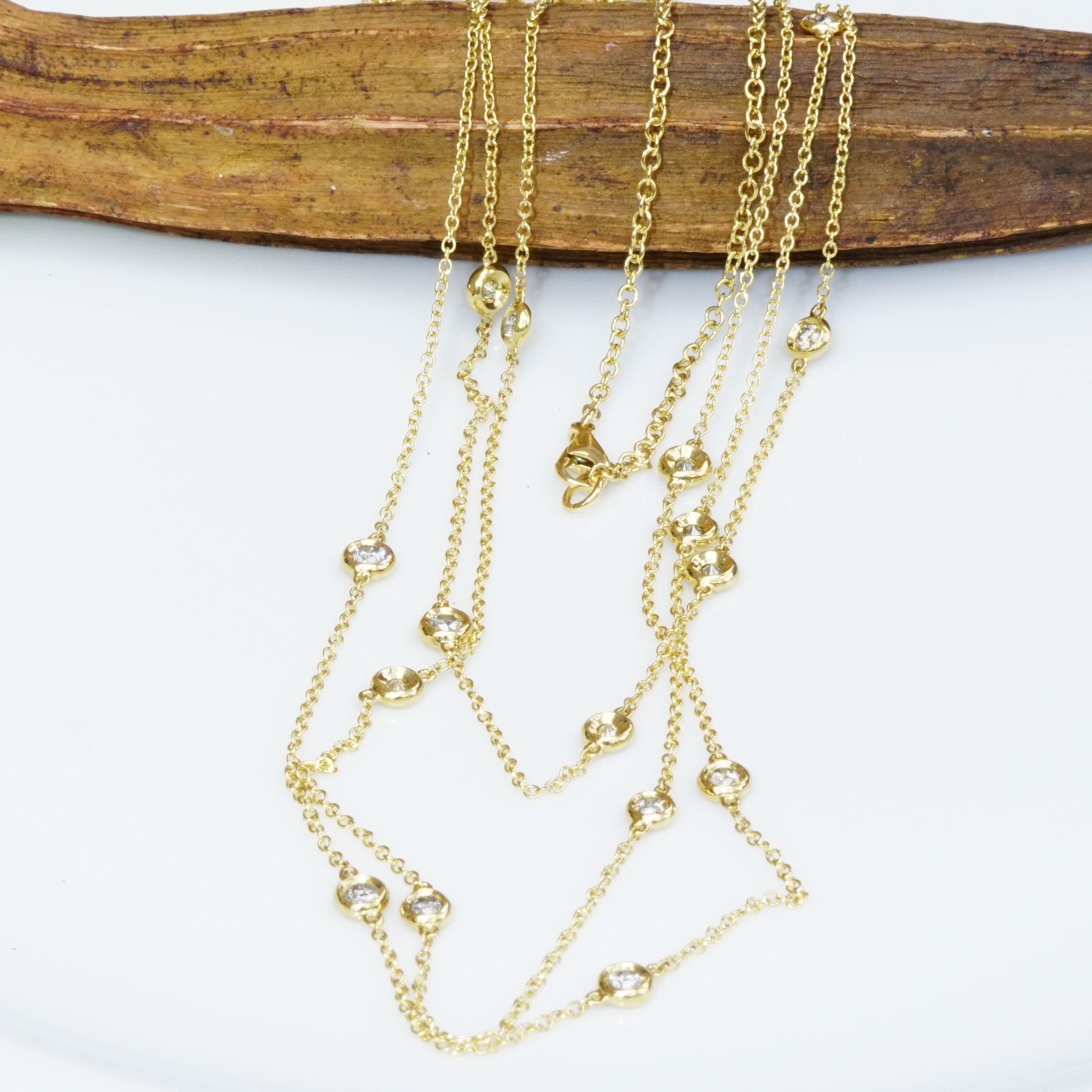 1.38 Carat Three-Row Chain 21 Fullcut Diamonds Amazing Decorative Italian Style en vente 1