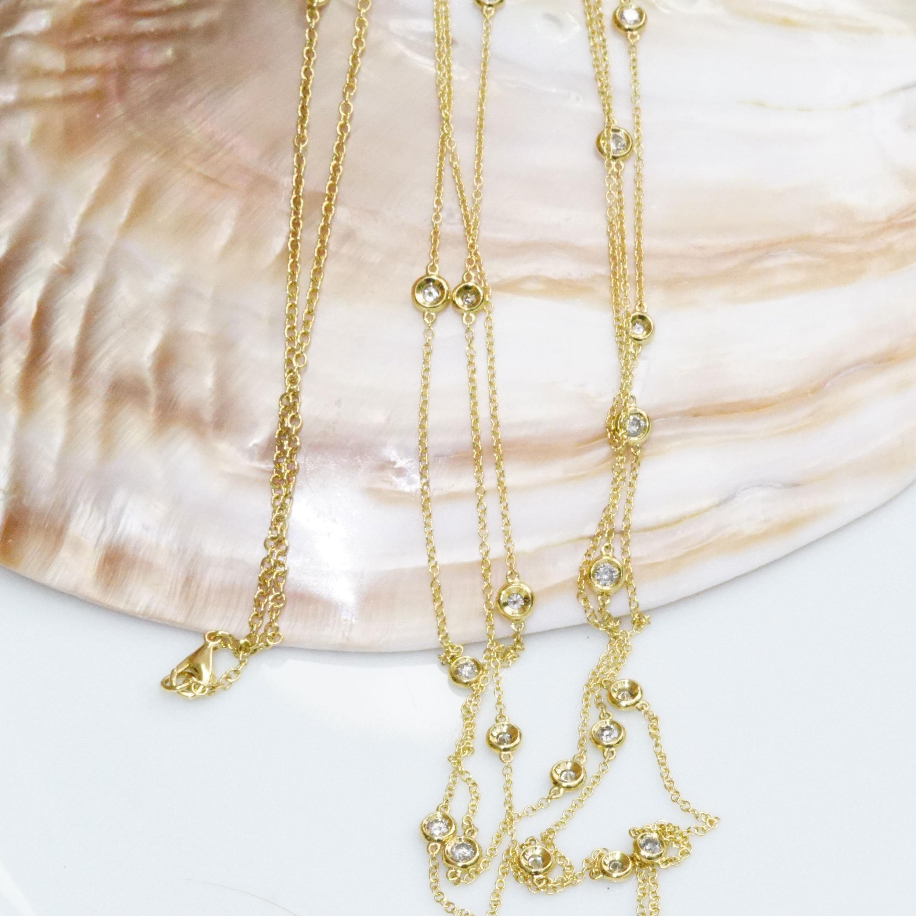 1.38 Carat Three-Row Chain 21 Fullcut Diamonds Amazing Decorative Italian Style en vente 2