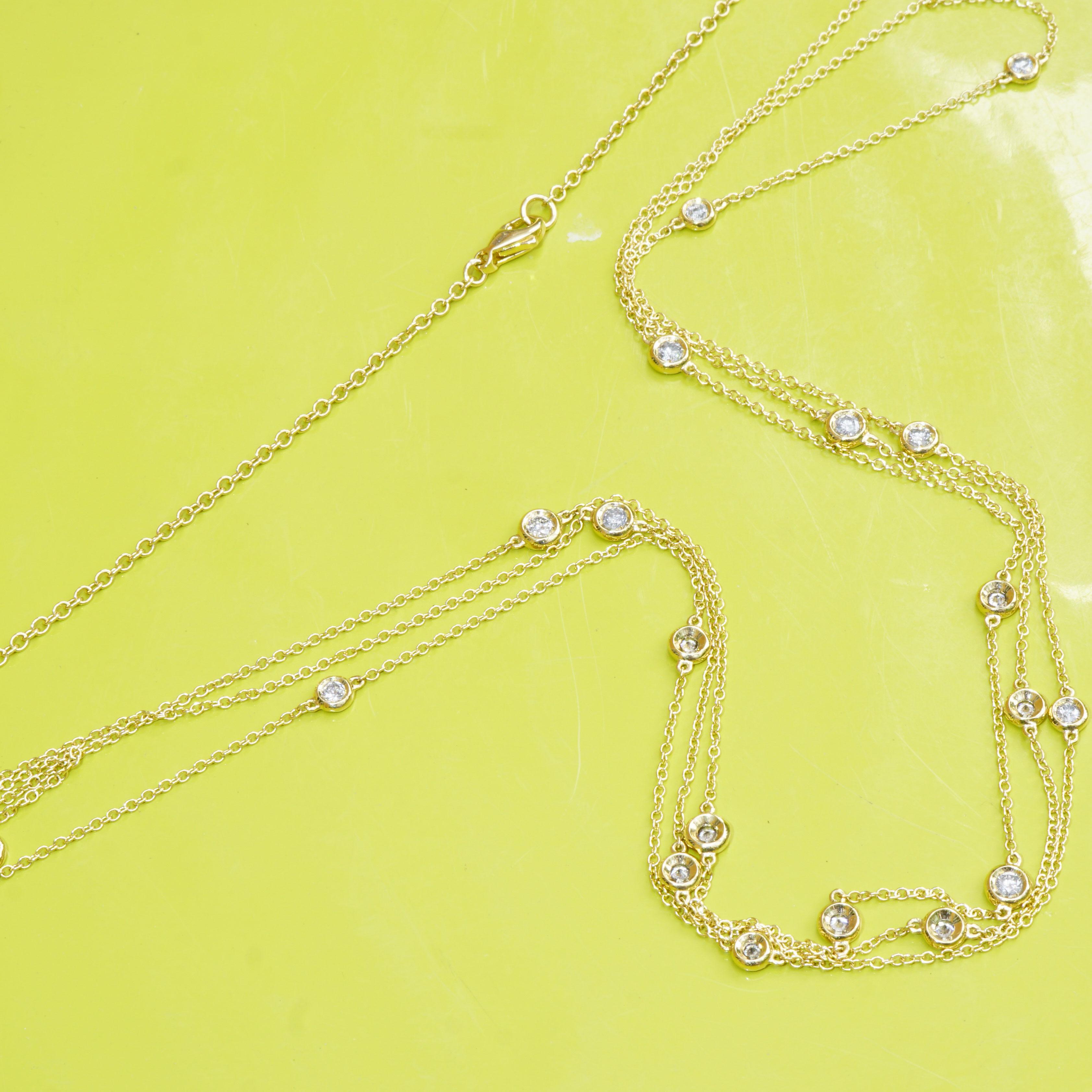 1.38 Carat Three-Row Chain 21 Fullcut Diamonds Amazing Decorative Italian Style For Sale 3