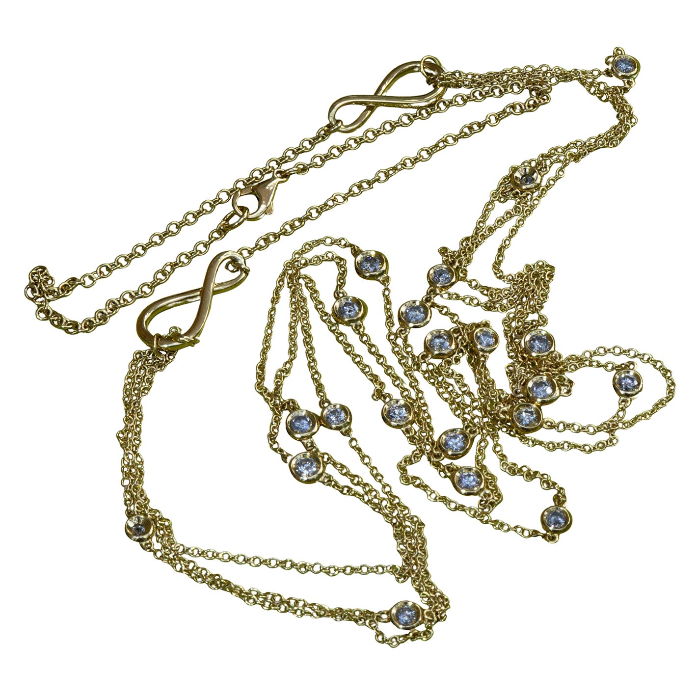 Catena a tre file da 1,38 carati 21 diamanti Fullcut Incredibile stile decorativo italiano in vendita
