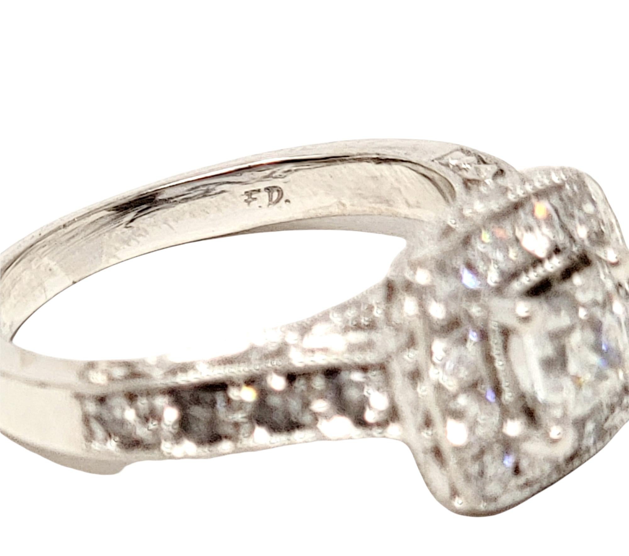 1.38 Carat Total Princess Cut Diamond Halo Engagement Ring 14 Karat White Gold For Sale 10