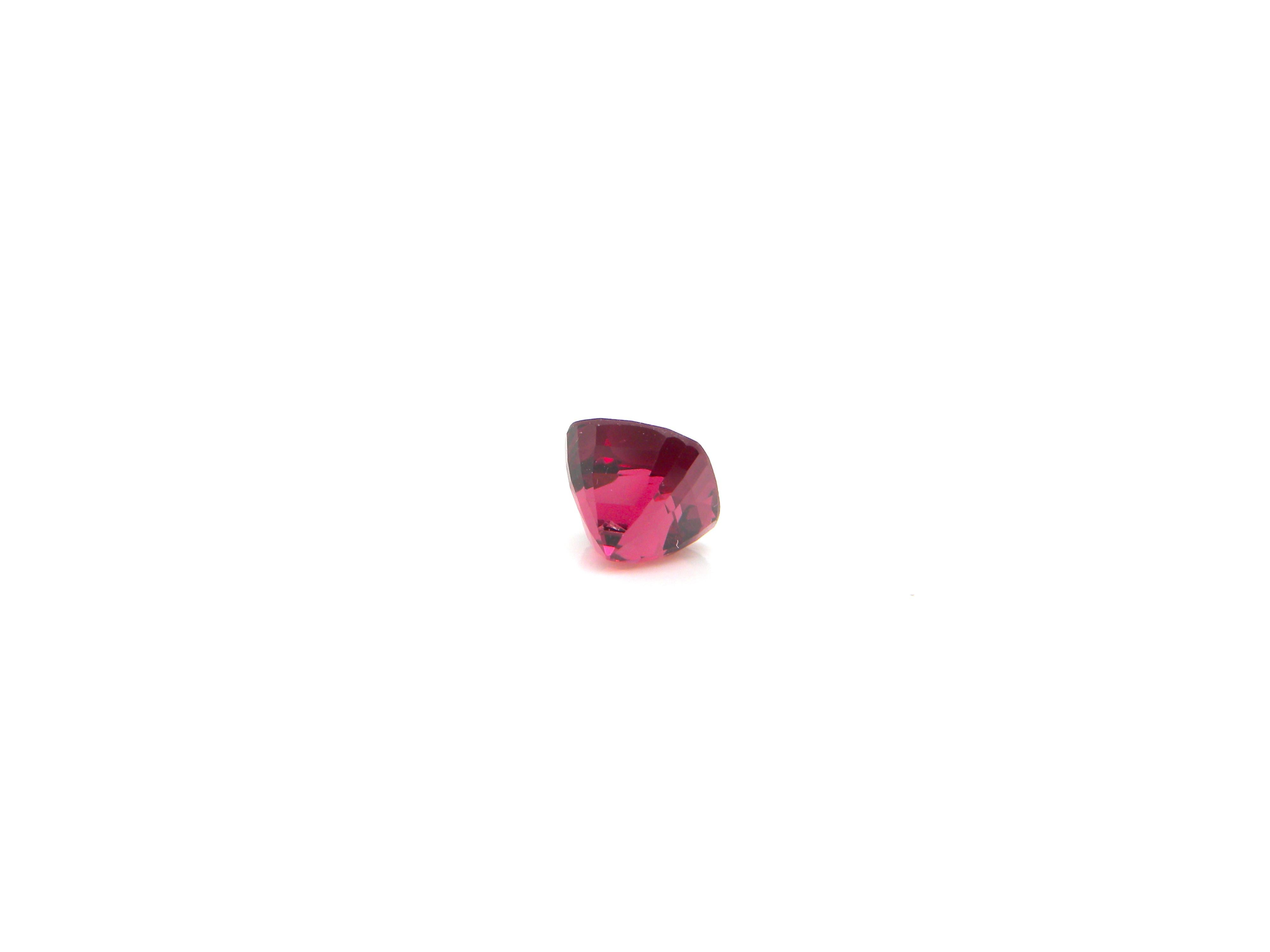 Women's or Men's 1.38 Carat Unheated Cushion-Cut Burmese Red Spinel For Sale