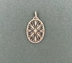Exquisite 18k Rose Gold Diamond Oval Pendant Necklace - 1.38 Carat