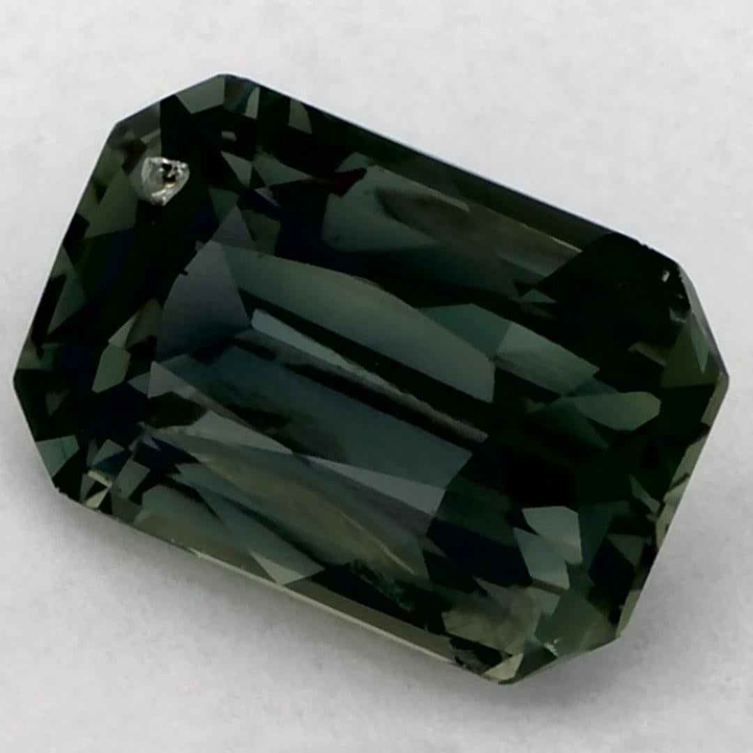 Taille radiant 1.38 Ct Green Sapphire Radiant Loose Gemstone (pierre précieuse en vrac) en vente