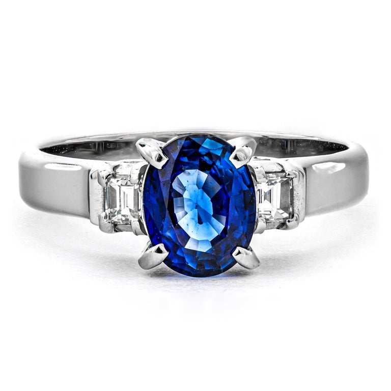 1.38 ct Natural Sapphire and 0.17 ct Natural White Diamonds Ring For ...