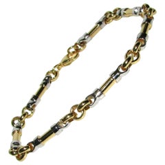 13.8 Grams Bar Link Bracelet 14 Karat 2 Toned Rare