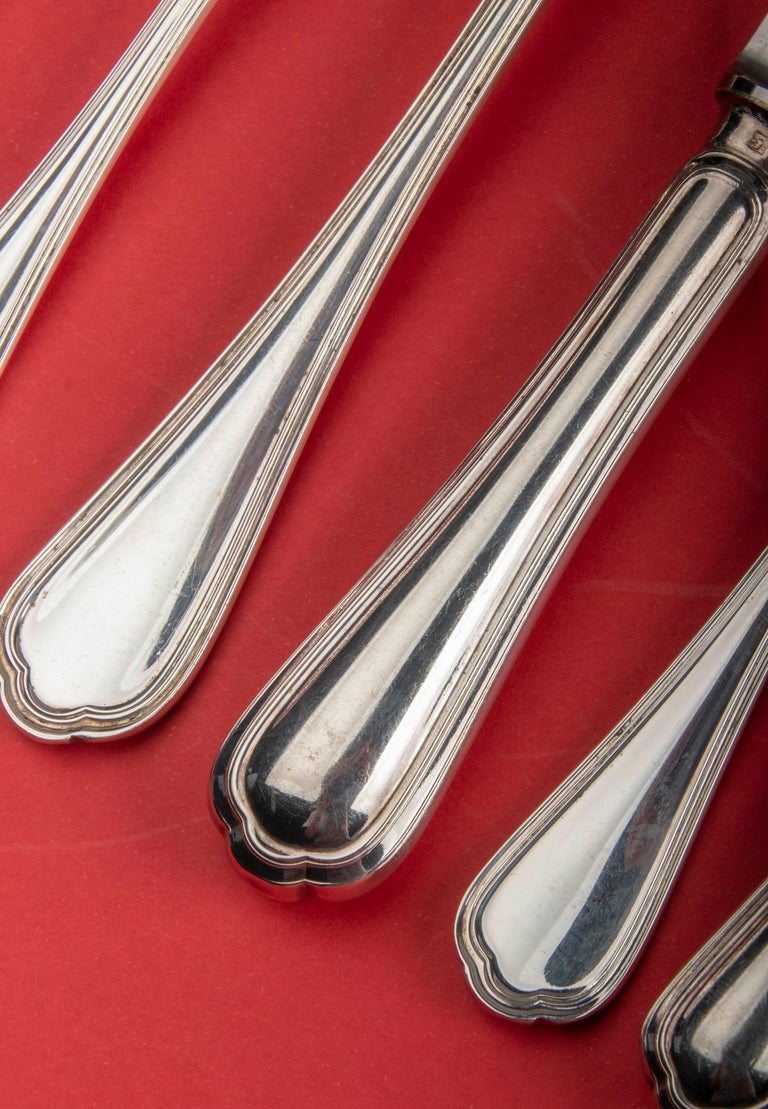 Late 20th Century 138-Piece Set of Silver Plated Flatware by Christofle Model Spatours For Sale