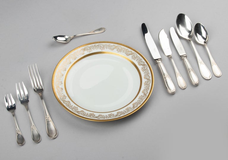 138Piece Set of Silver Plated Flatware Made by Ercuis Paris with