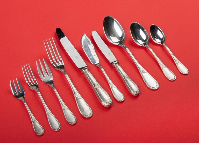 138Piece Set of Silver Plated Flatware Made by Ercuis Paris with