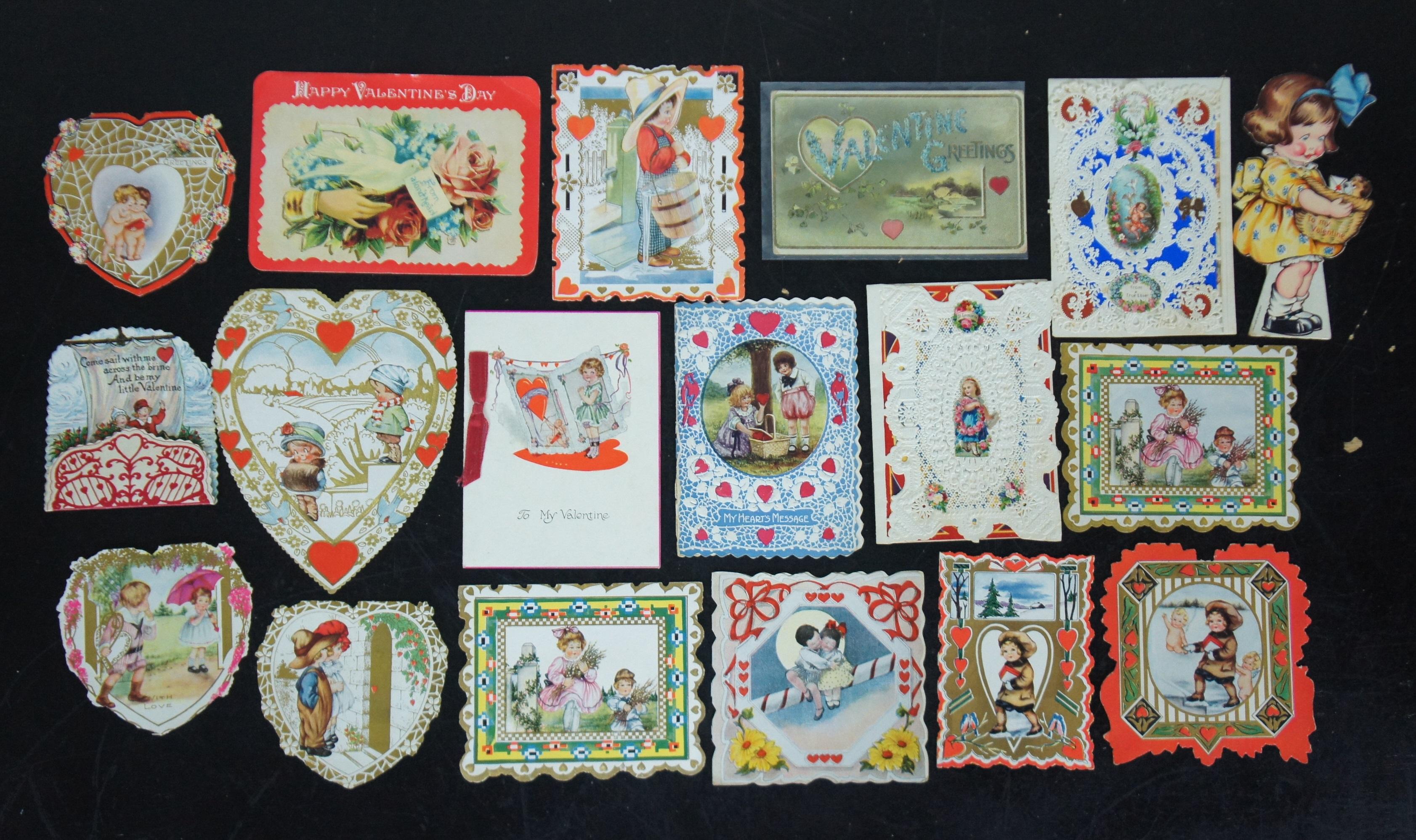 138 cartoline postali antiche e d'epoca per le vacanze, per gli auguri di San Valentino e per i fumetti. 2