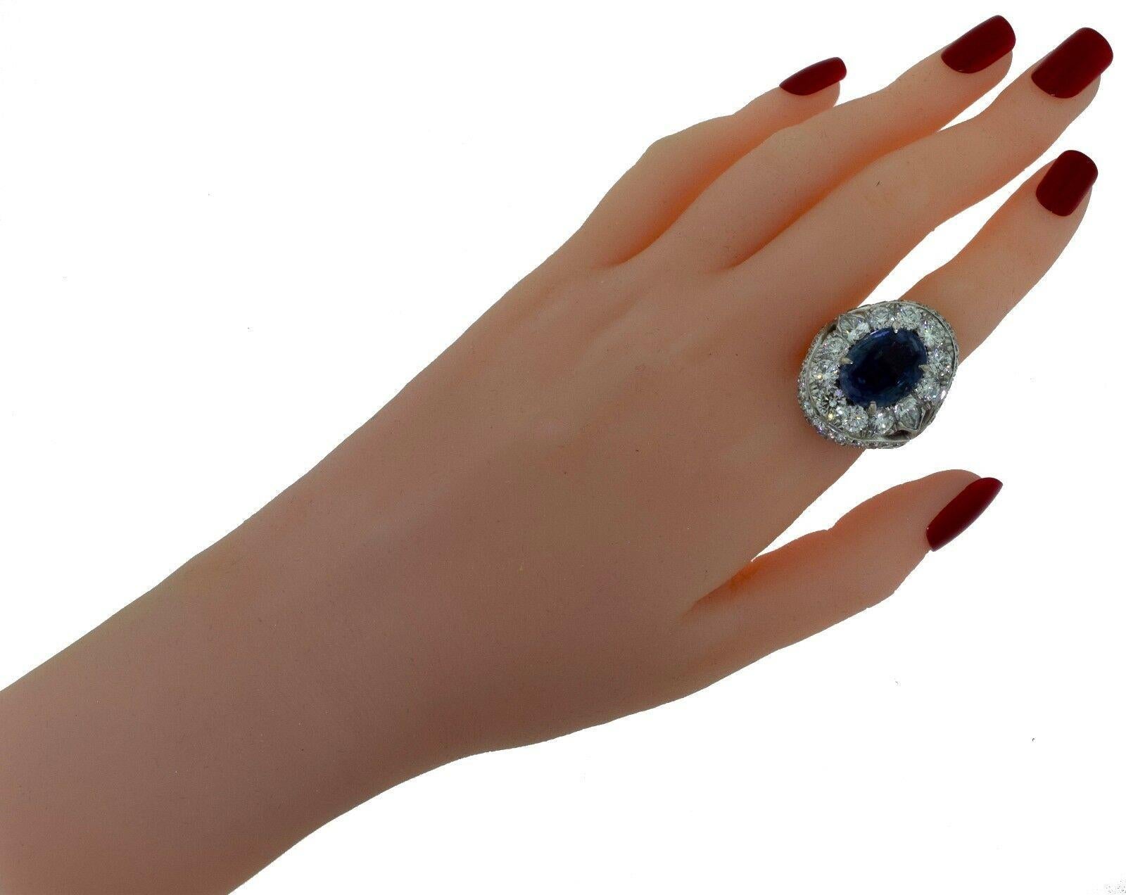 13.80 Carat Natural Unheated Ceylon Sapphire Diamond Ring For Sale 1