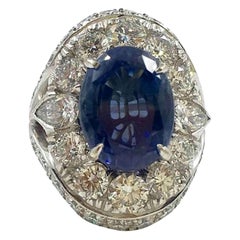 13.80 Carat Natural Unheated Ceylon Sapphire Diamond Ring