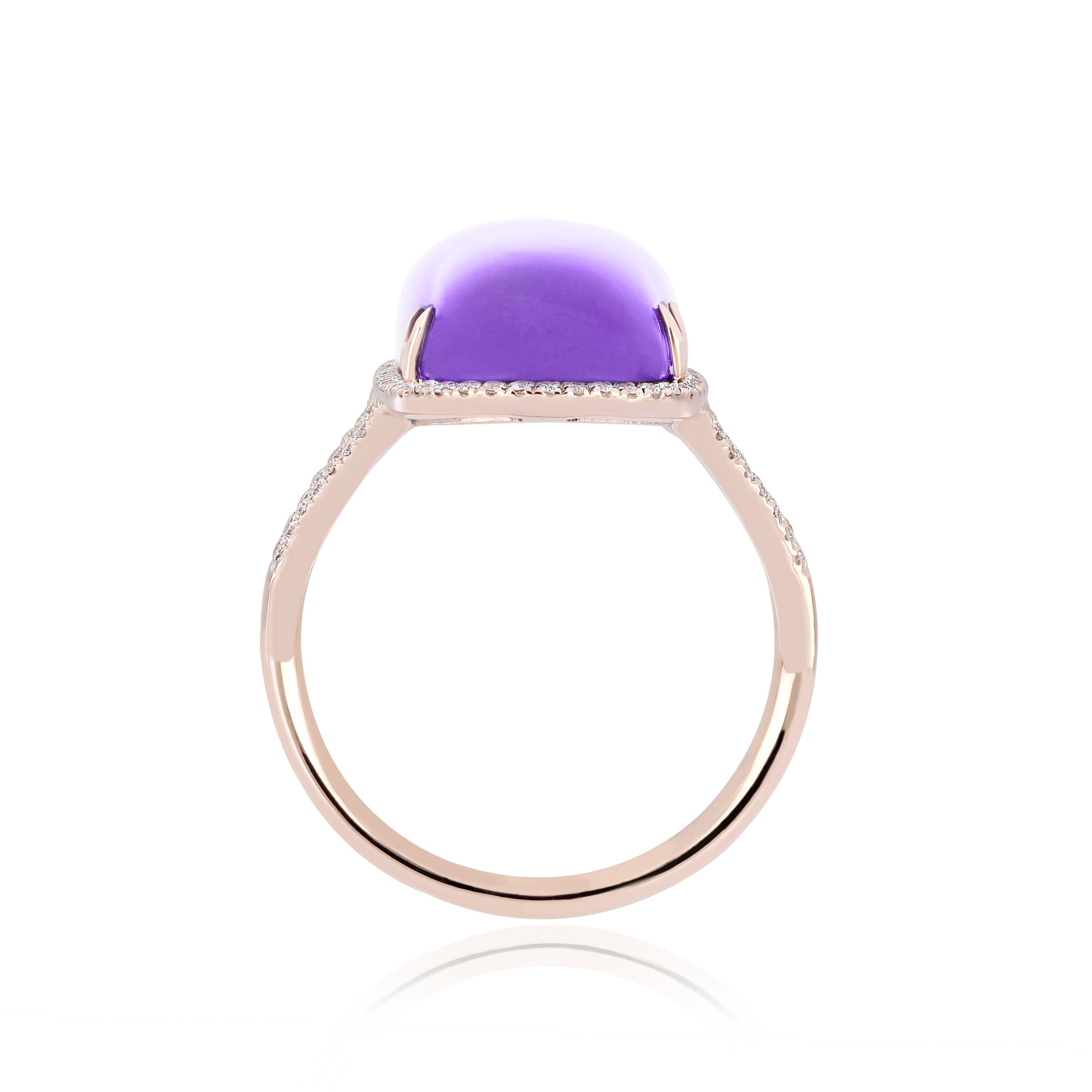 Women's 13.80 CT's Amethyst and Diamond Elongated Ring in 14Karat Rose Gold For Sale