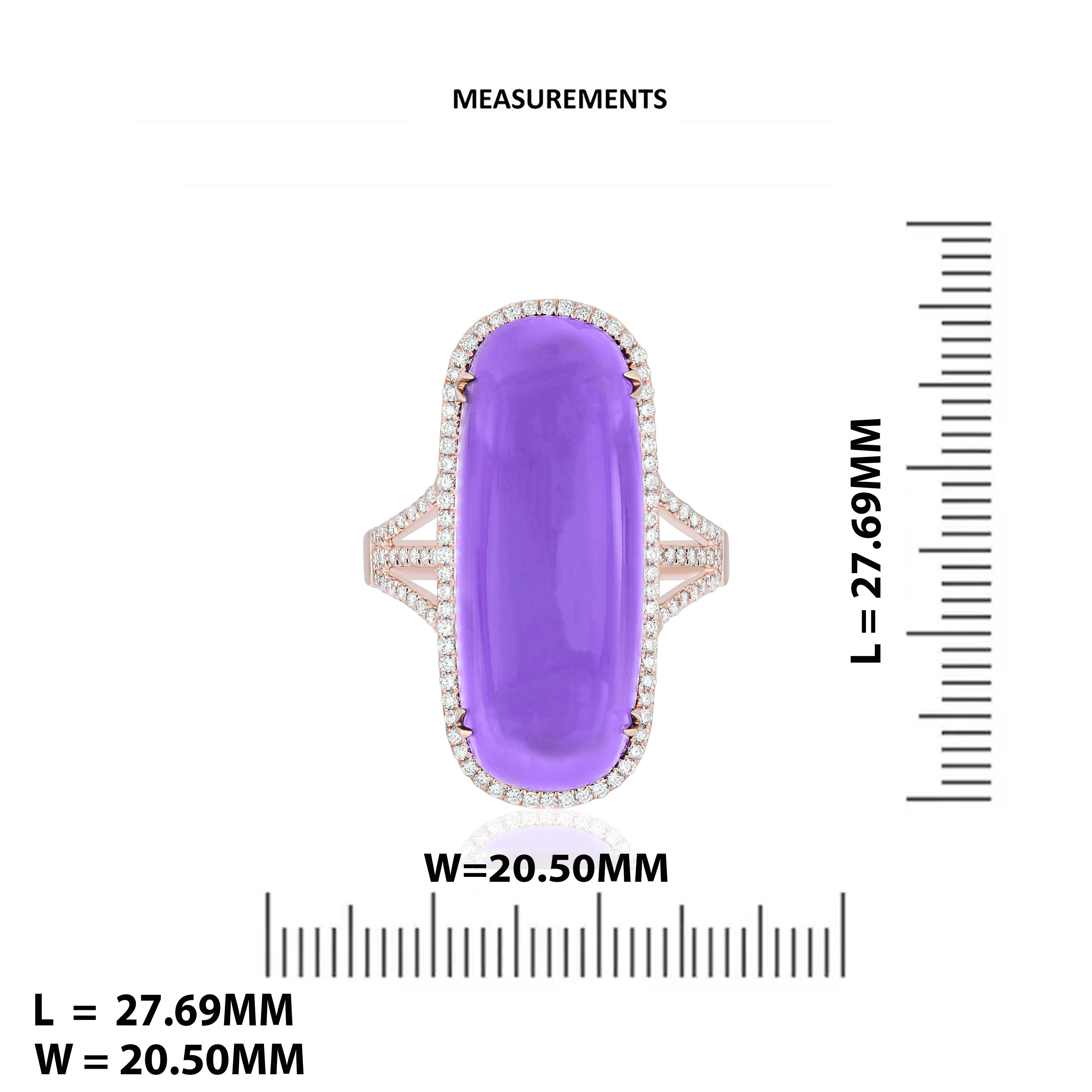 13.80 CT's Amethyst and Diamond Elongated Ring in 14Karat Rose Gold For Sale 1