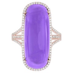 Anillo Alargado de Amatista y Diamante de 13,80 TC en Oro Rosa de 14 quilates