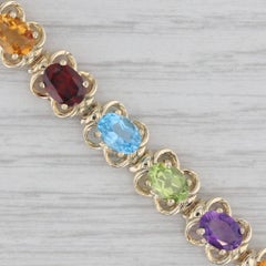 13.80ctw Gemstone Tennis Bracelet 14k Gold 6.75" Garnet Topaz Amethyst Citrine