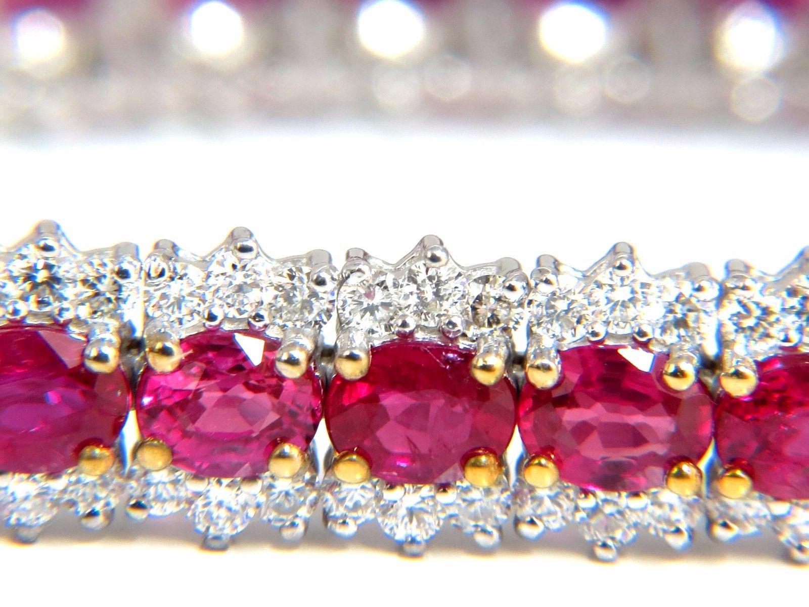 Bracelet tennis à trois rangées en or 14 carats avec rubis naturel rouge vif et brillant de 13,81 carats en vente 1