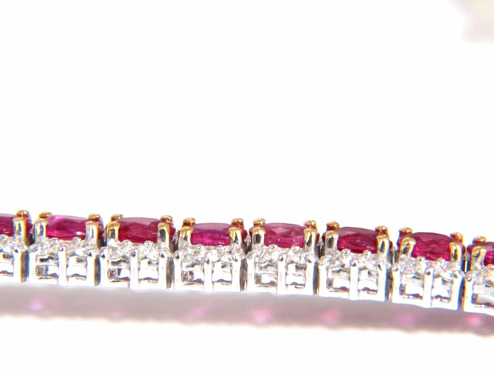 Bracelet tennis à trois rangées en or 14 carats avec rubis naturel rouge vif et brillant de 13,81 carats en vente 2