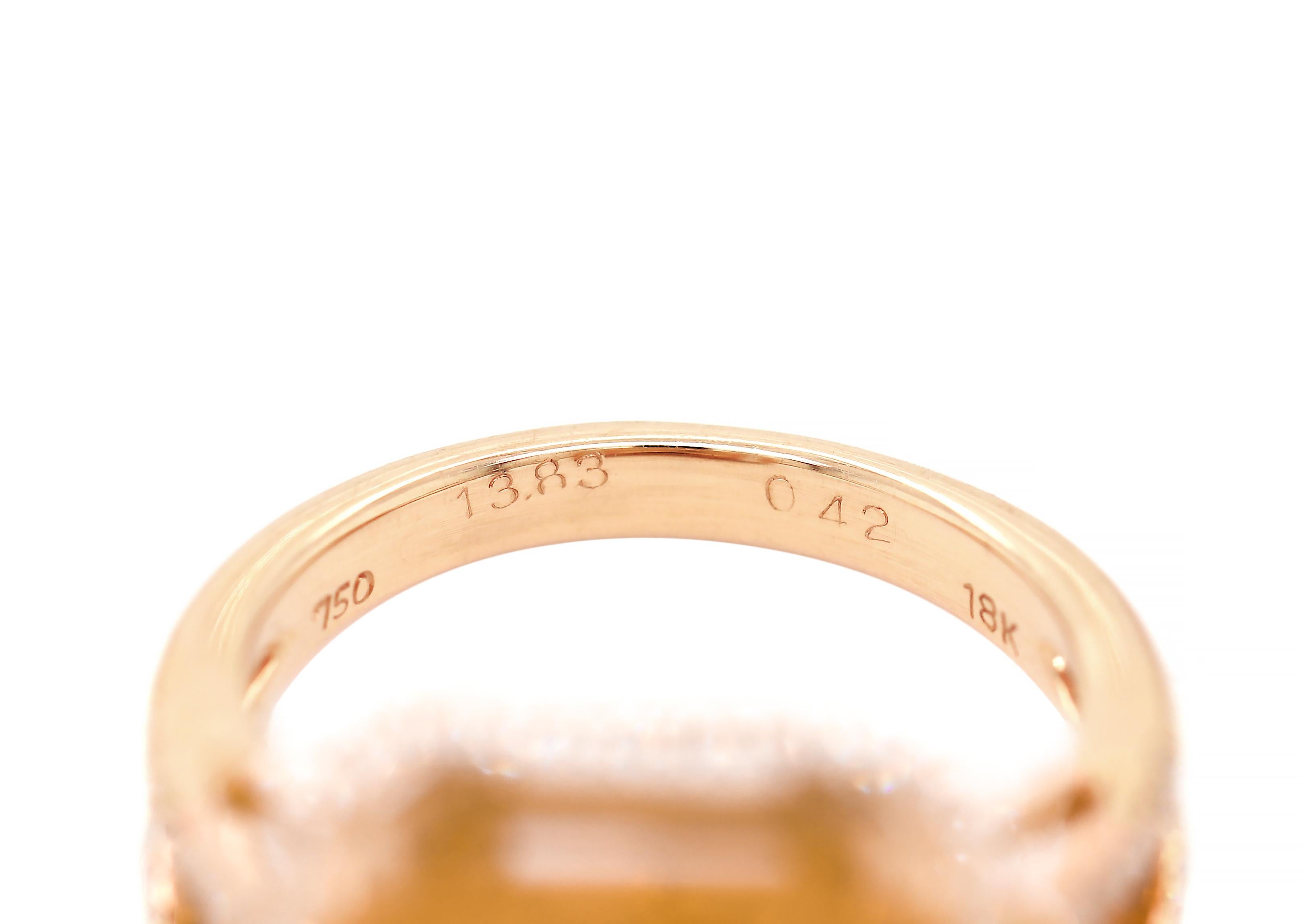 Women's 13.83 Carat Citrine and Diamond 18 Carat Rose Gold Cocktail Ring