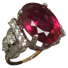 Antique 13.84 Carat GIA Rubellite and Deco Diamond Ring