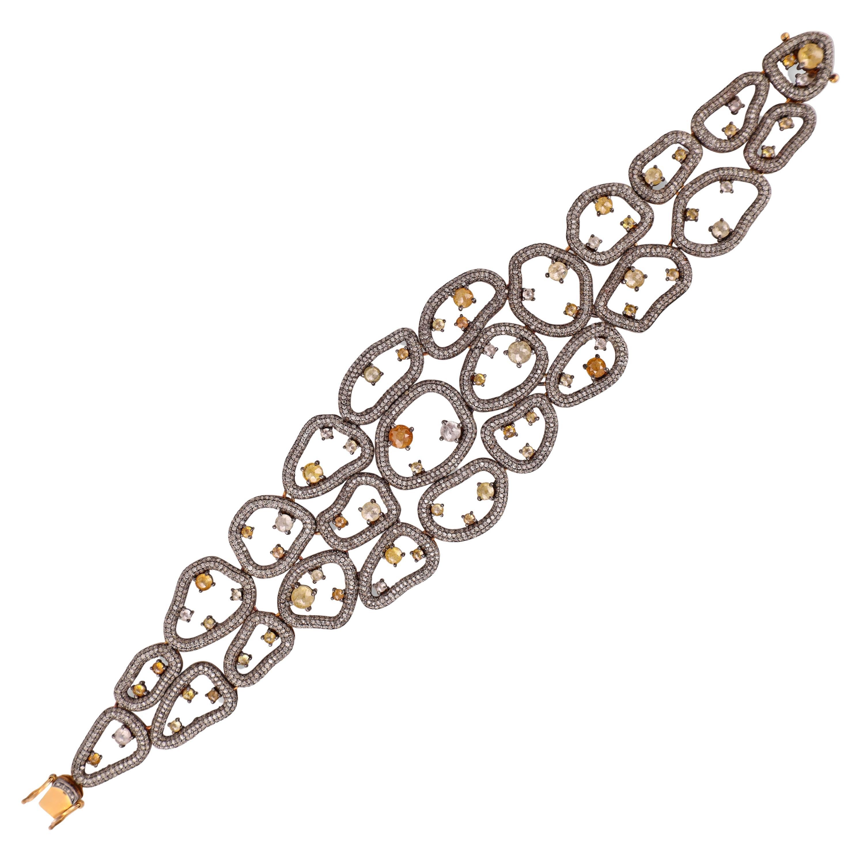13.85 Carat Diamond Bracelet in Victorian Style For Sale