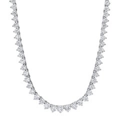 13.85 Carat Diamond Tennis Riviera Necklace 18 Karat F Color SI 1