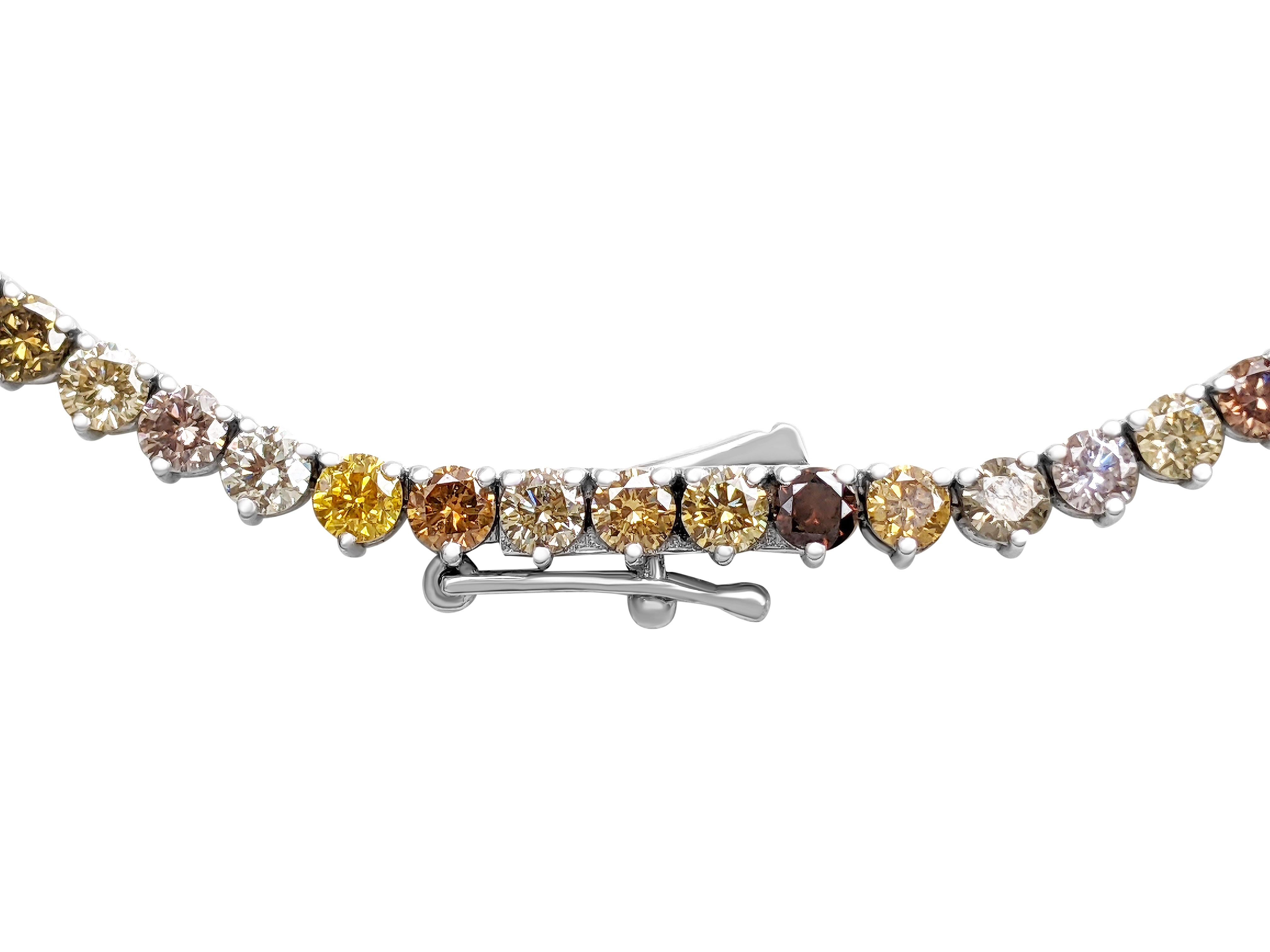 NO RESERVE - 13.85 Carat Fancy Color Diamonds, 14k White Gold Necklace 1