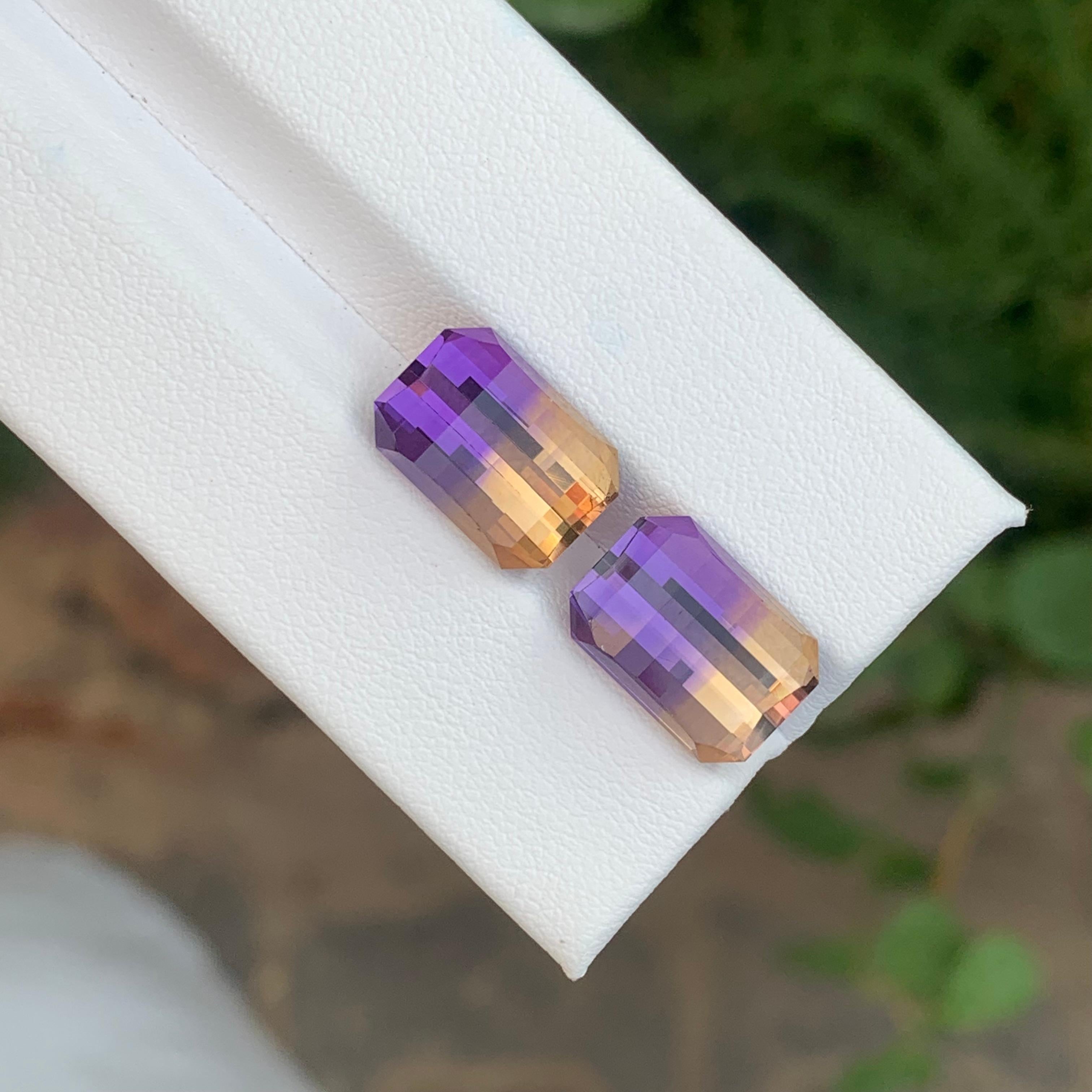 13,85 Carati Nature sciolti Ametrine Pair Pixel Cut Gemstone in vendita 4