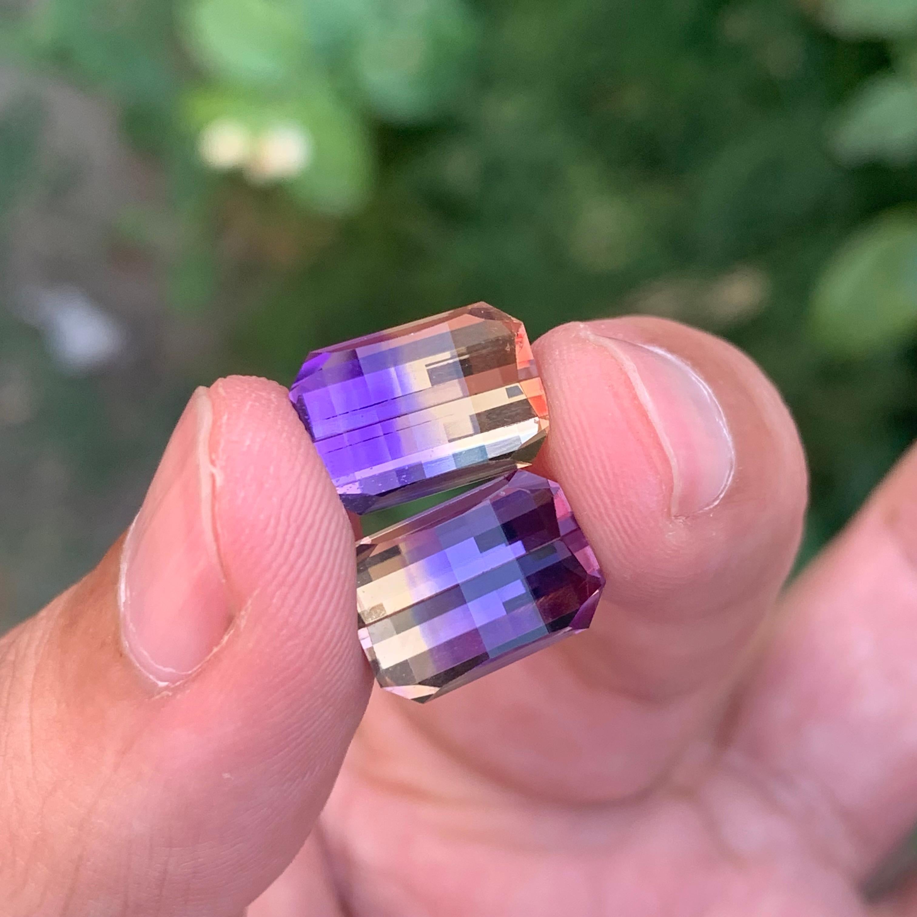 13,85 Carati Nature sciolti Ametrine Pair Pixel Cut Gemstone in vendita 5
