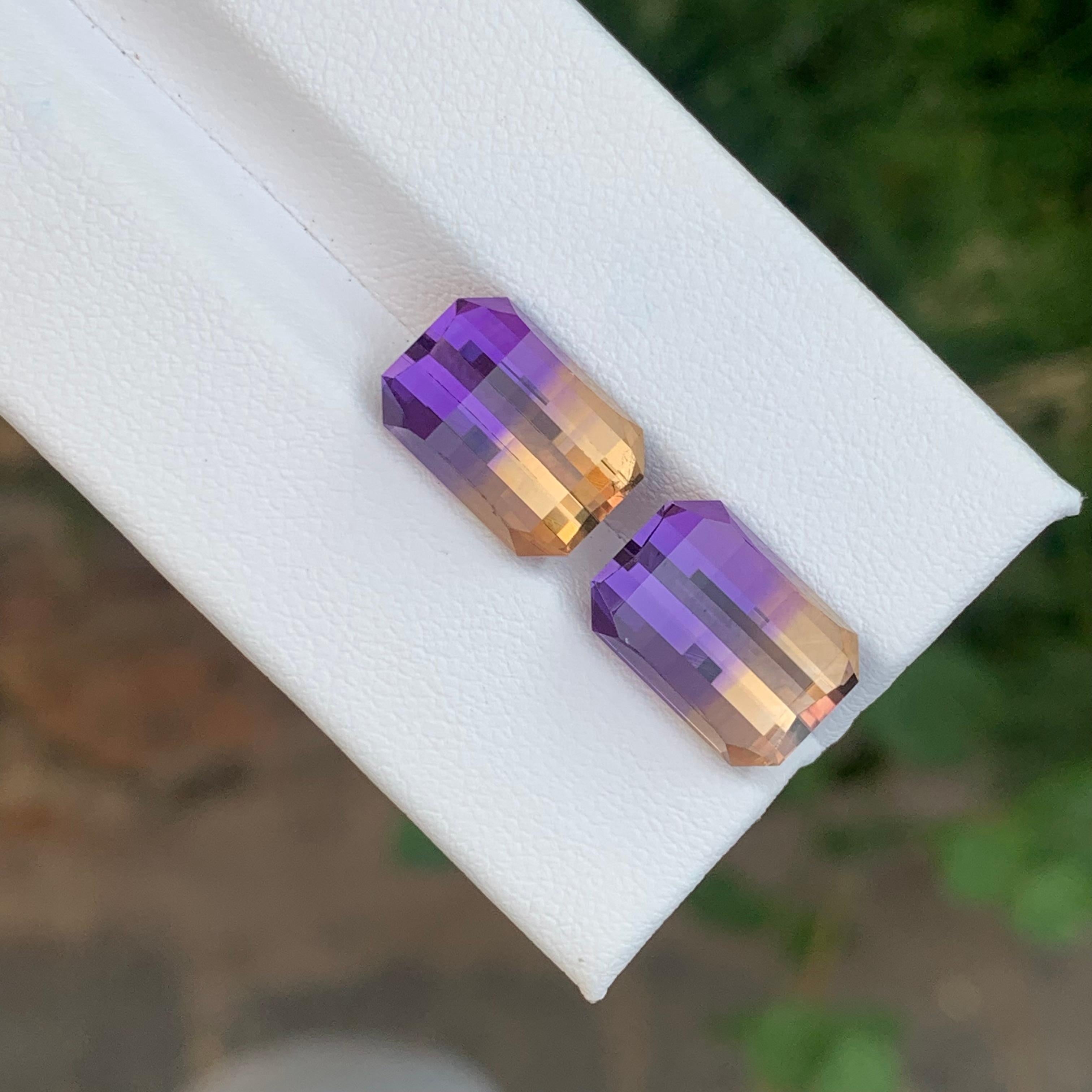 13,85 Carati Nature sciolti Ametrine Pair Pixel Cut Gemstone In condizioni Nuovo in vendita a Peshawar, PK