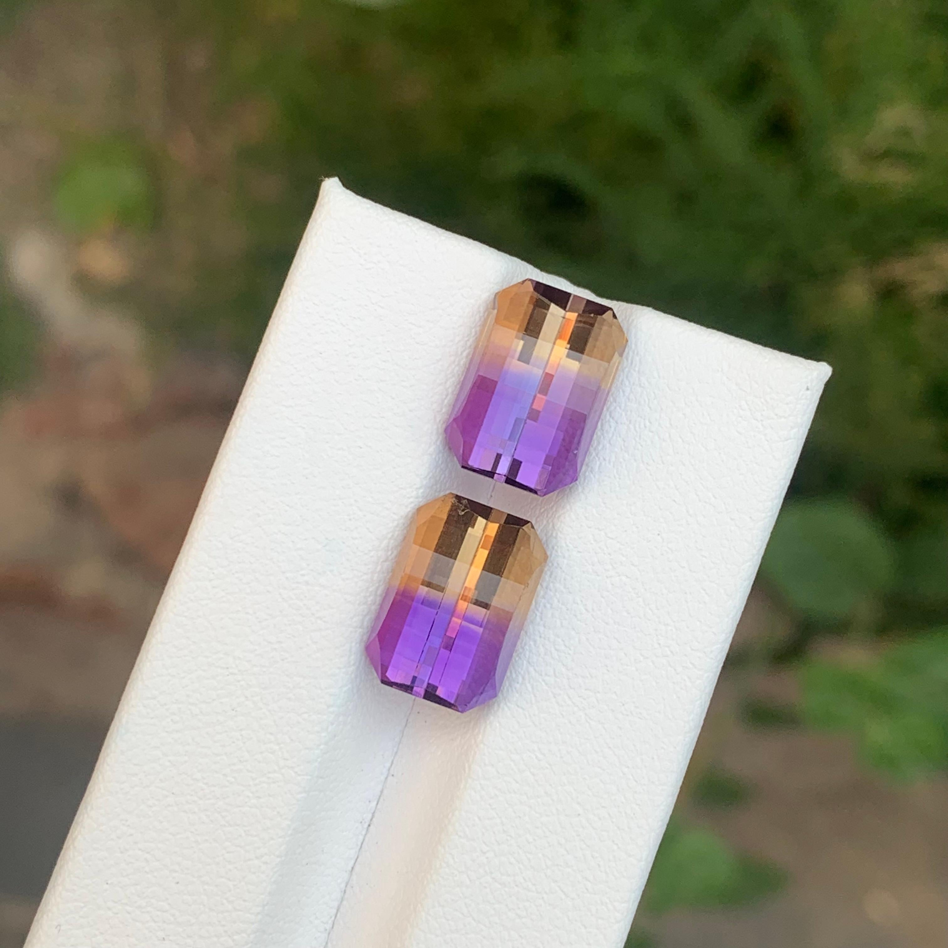 13,85 Carati Nature sciolti Ametrine Pair Pixel Cut Gemstone in vendita 1