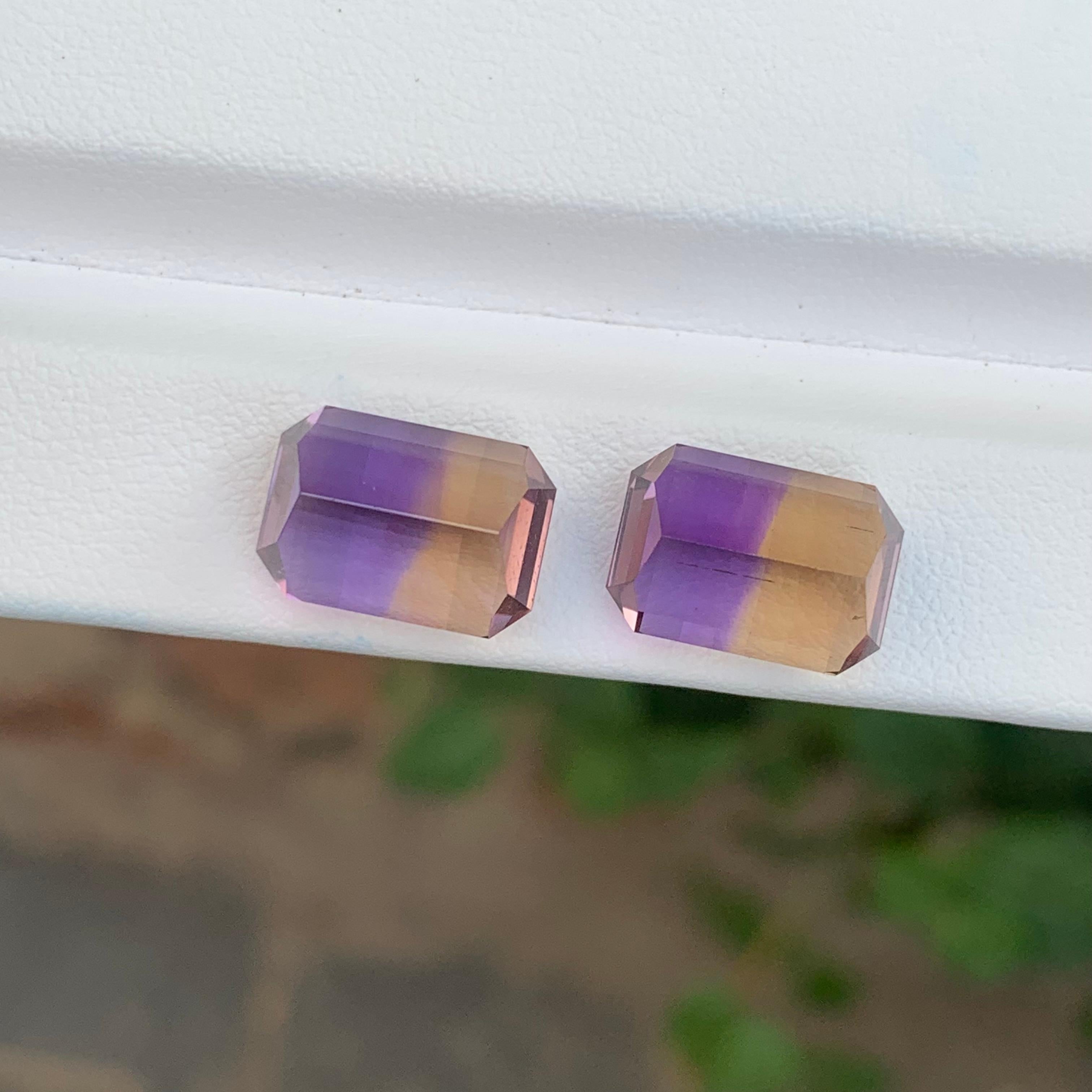 13,85 Carati Nature sciolti Ametrine Pair Pixel Cut Gemstone in vendita 3